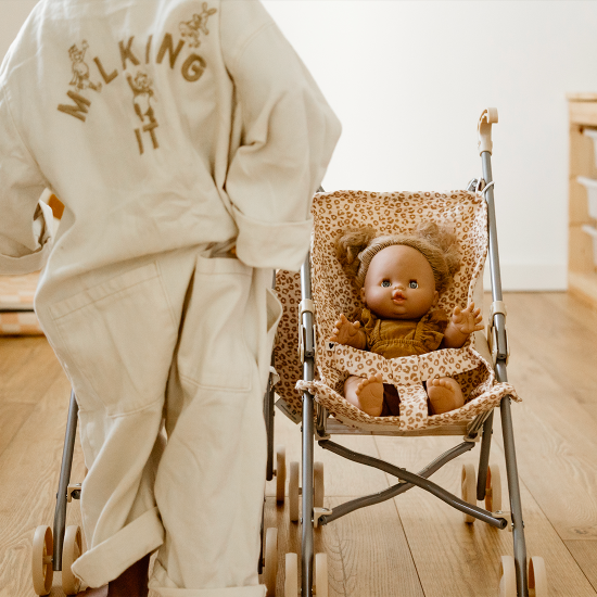 poussette gaze de coton léopard personnalisable