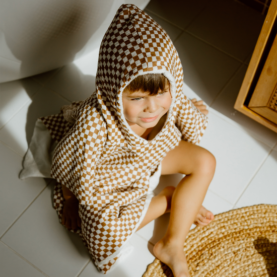 poncho gaze de coton damier personnalisable