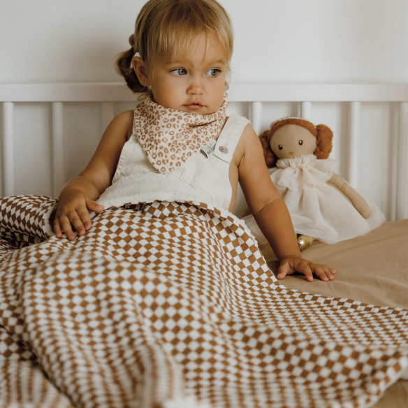 couverture pilou gaze de coton damier personnalisable