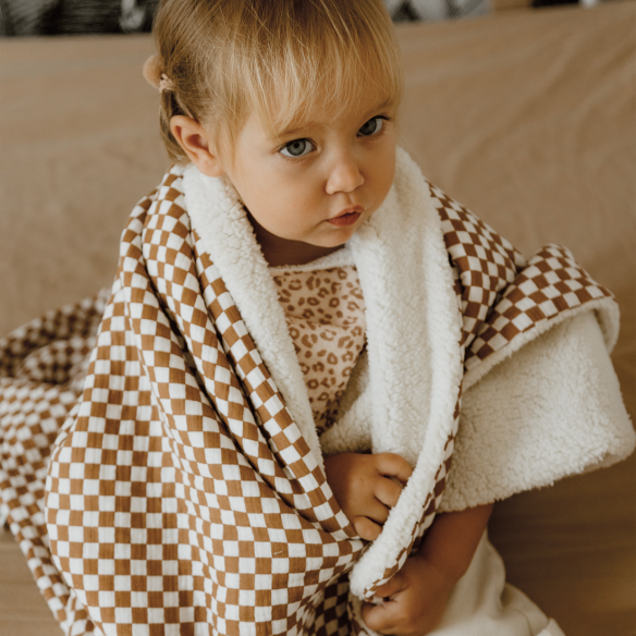 couverture pilou gaze de coton damier personnalisable