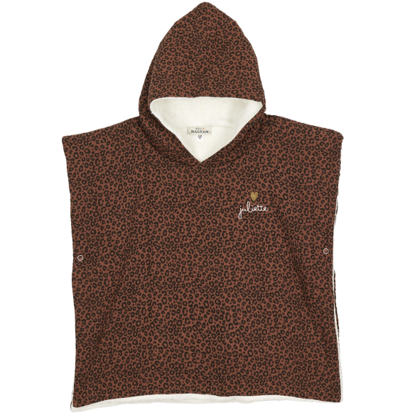 poncho gaze de coton léopard marron personnalisable