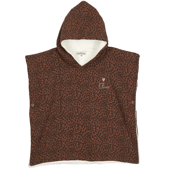 poncho gaze de coton léopard marron personnalisable