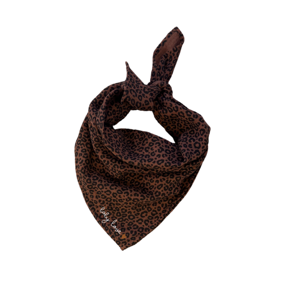 foulard en gaze de coton léopard marron