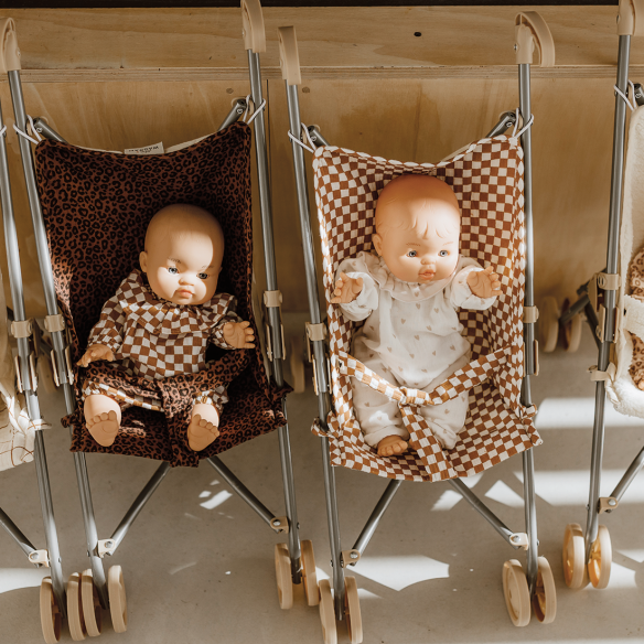 poussette gaze de coton damier personnalisable