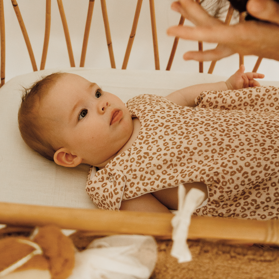 gigoteuse hiver gaze de coton léopard personnalisable