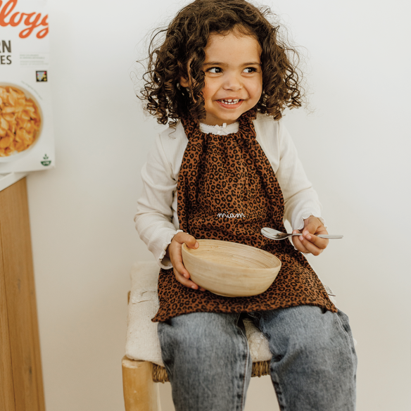 serviette de cantine gaze léopard marron