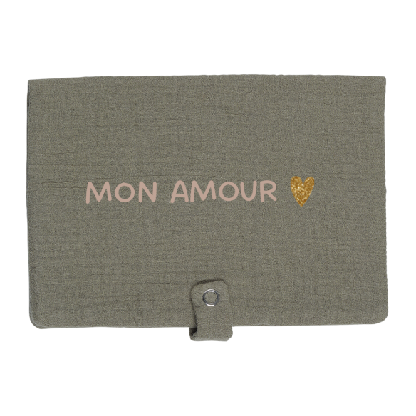 Range couche en gaze de coton vert olive