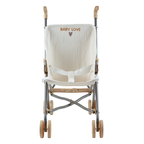 Poussette en gaze de coton écru personnalisable