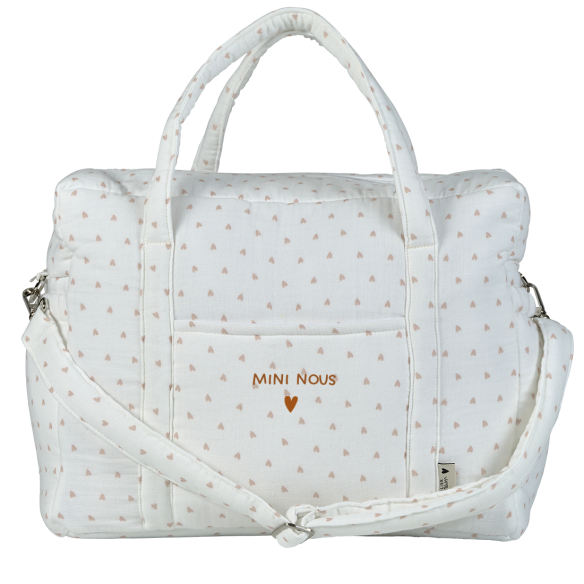 sac à langer en gaze de coton coeurs personnalisé