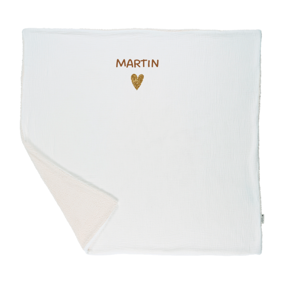 couverture pilou moumoute gaze ecru