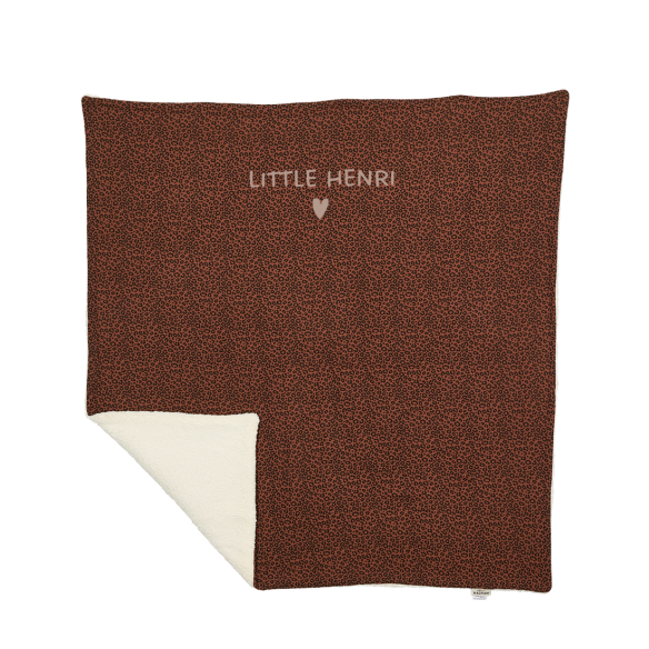 couverture pilou gaze de coton léopard marron personnalisable