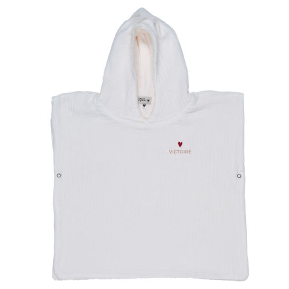 poncho gaze de coton ecru personnalisable