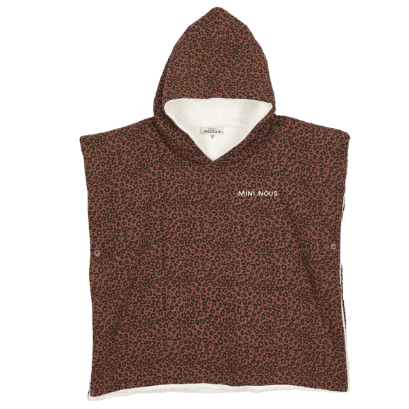 poncho gaze de coton léopard marron personnalisable