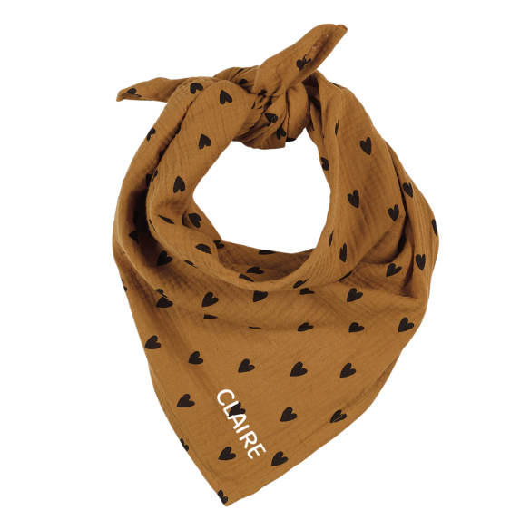 foulard gaze de coton coeur camel