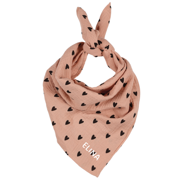 foulard gaze de coton coeur rose