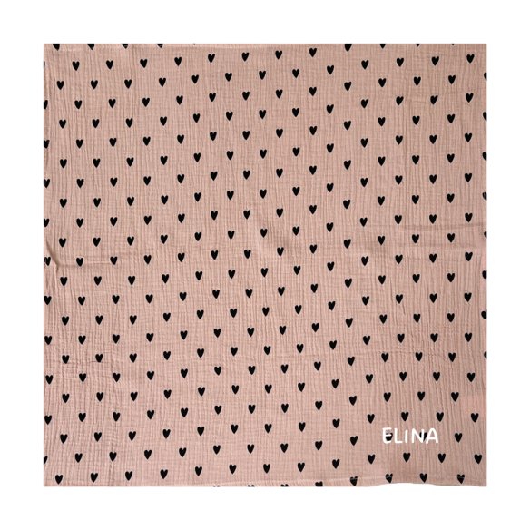 lange bébé coeurs rose gaze de coton