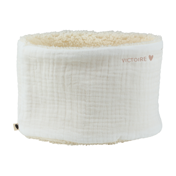 snood bébé enfant gaze écru moumoute