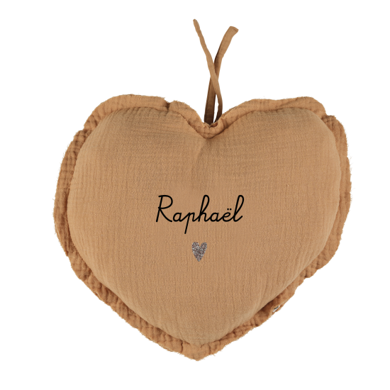 mobile coeur bruits blancs gaze de coton camel