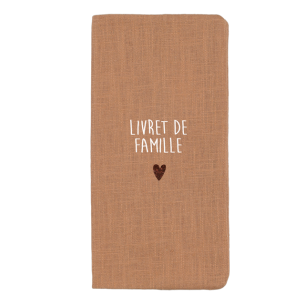 Protège livret de famille lin camel