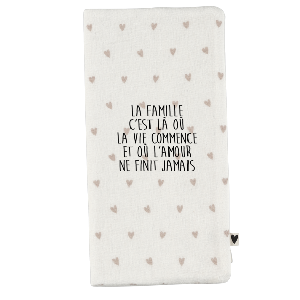 Protège livret de famille en gaze de coton motif coeurs