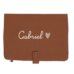 Range couche en lin caramel personnalisé