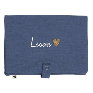 Range couche en lin bleu personnalisé