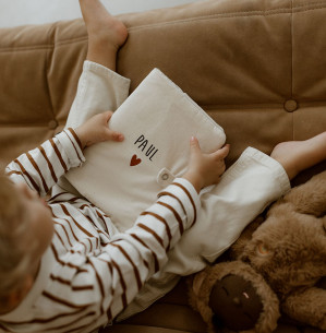 Protège carnet de santé velours écru personnalisé