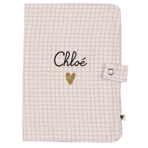 protège carnet de santé gaze petits carreaux personnalisé