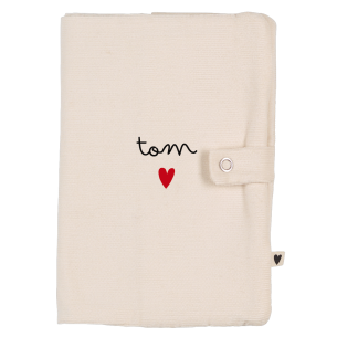 Protège carnet de santé velours écru personnalisé