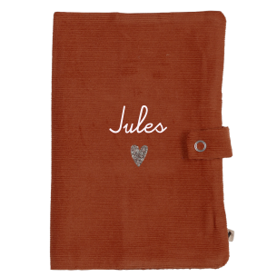 Protège carnet de santé velours brique personnalisé