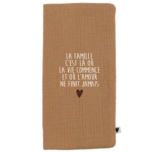 Protège livret de famille en gaze de coton camel