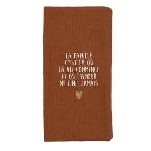 Protège livret de famille en gaze de coton caramel