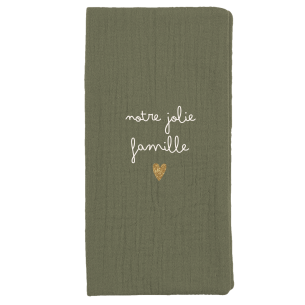 Protège livret de famille en gaze de coton vert