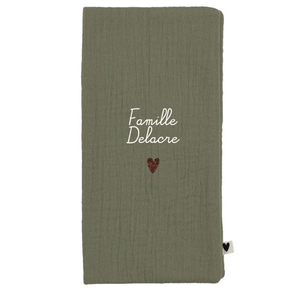 Protège livret de famille en gaze de coton vert