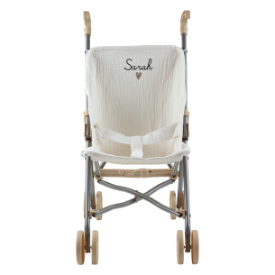 Poussette en gaze de coton écru personnalisable