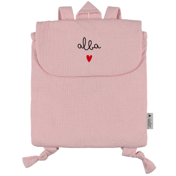 sac à dos gaze rose personnalisé gaze de coton