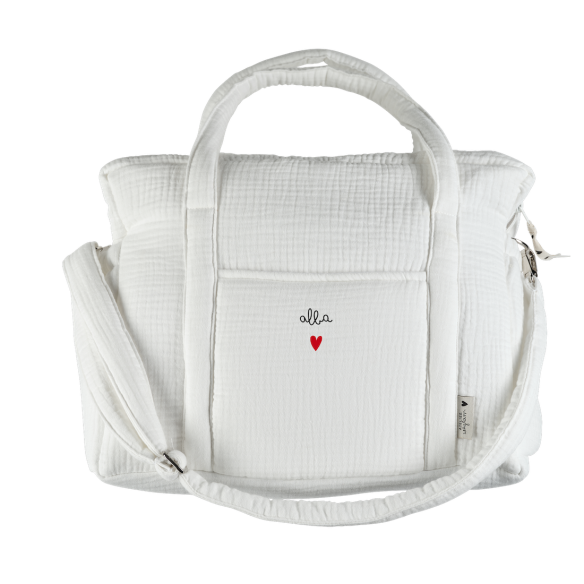 sac à langer en gaze de coton ecru personnalisé