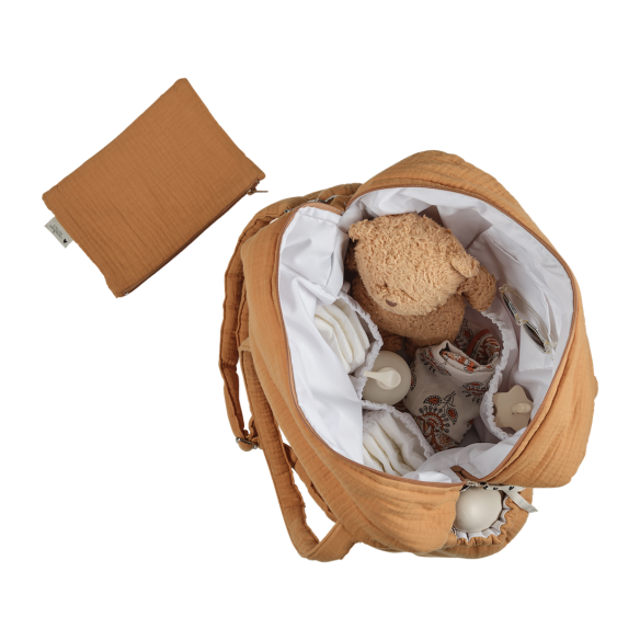 sac à langer en gaze de coton ecru personnalisé