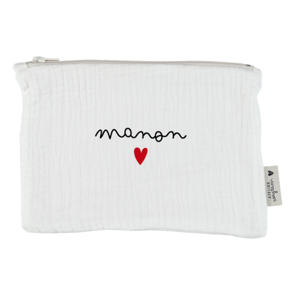 trousse plate en gaze de coton ecru