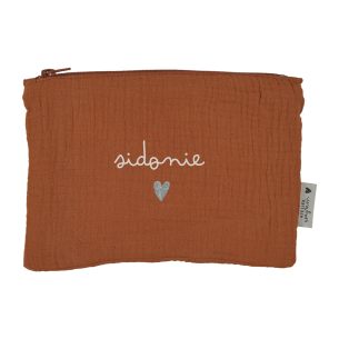 trousse plate en gaze de coton caramel