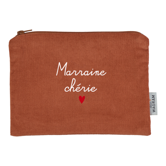 trousse plate en velours côtelé brique