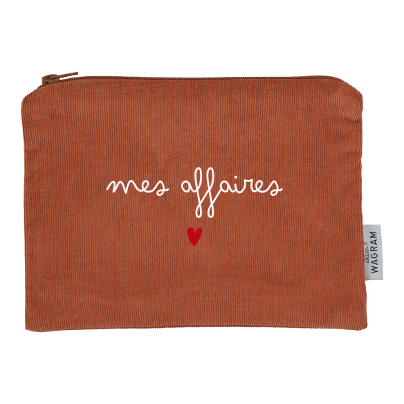 trousse plate en velours côtelé brique