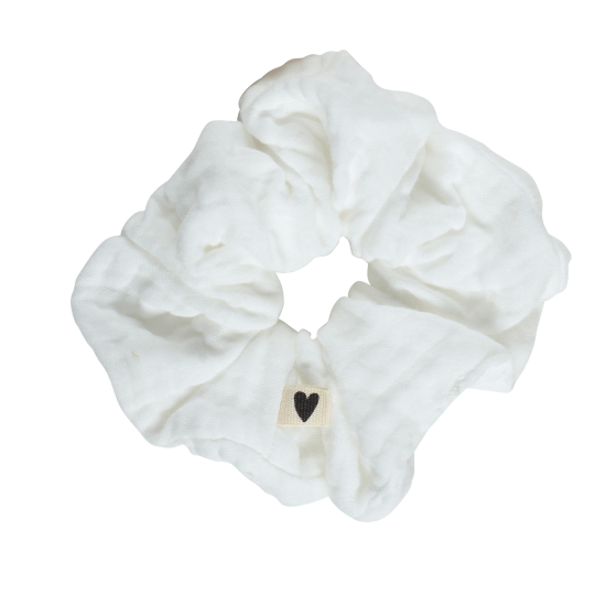 chouchou accessoire cheveu gaze de coton ecru