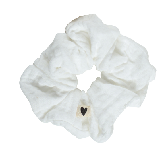 chouchou accessoire cheveu gaze de coton ecru