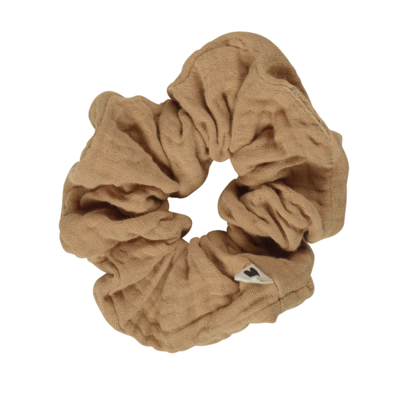 chouchou accessoire cheveu gaze de coton camel