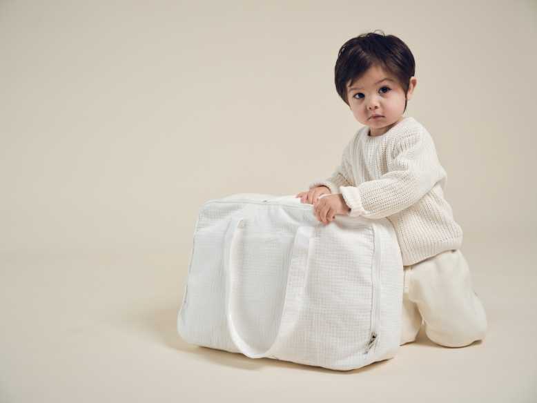 mini valise en gaze de coton ecru - sac week end