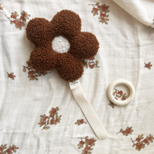 attache tétine fleur moumoute sherpa