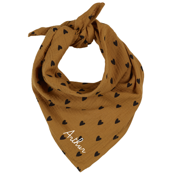 foulard gaze de coton coeur camel