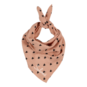 foulard gaze de coton coeur rose