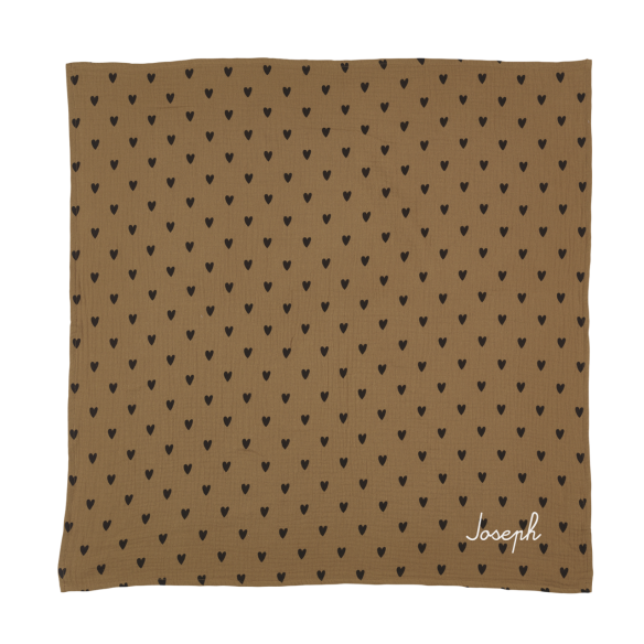 lange bébé coeurs camel gaze de coton